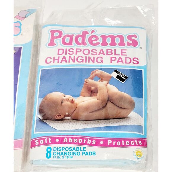 Vintage Padems & Bidems Disposable Changing Pads & Bids 8 Pack Medium - Picture 2 of 15